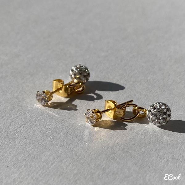2Wayジルコニア＆パヴェボールサージカルステンレスピアス　2023年春夏新作 ハンドメイドアクセサ...