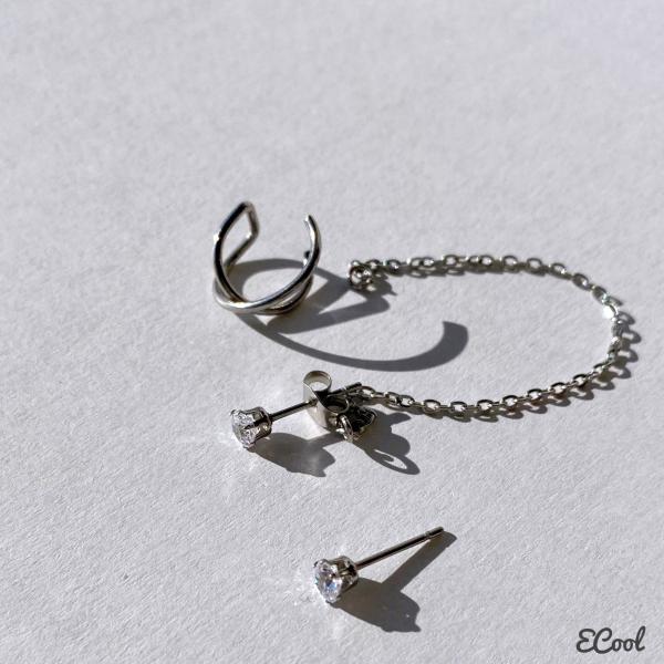 ジルコニアピアス・ステンレスイヤーカフセット　2023年春夏新作 ハンドメイドアクセサリー　サージカ...