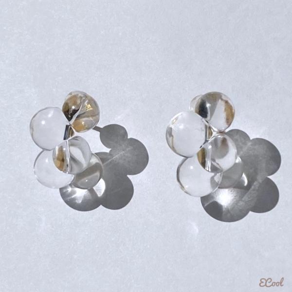 クリアバブルサージカルステンレスフープピアス　2023年春夏新作 ハンドメイドアクセサリー　サージカ...