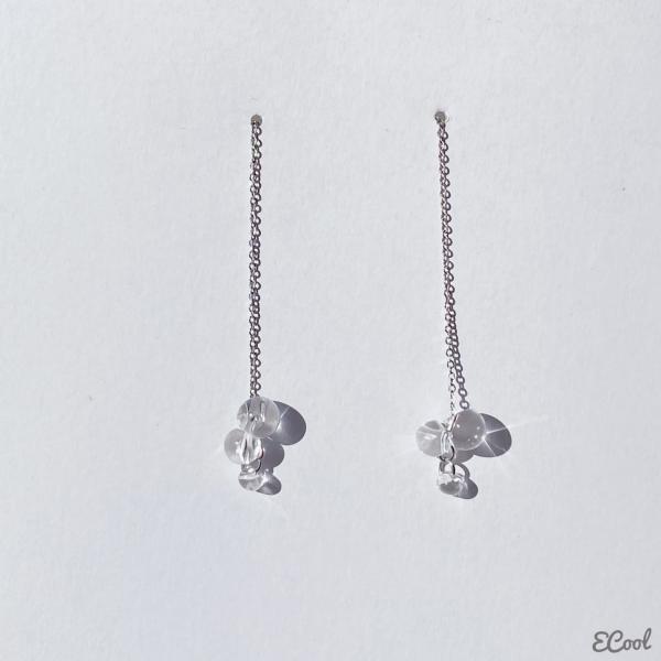 2Wayクリアバブルサージカルステンレスチェーンピアス　2023年春夏新作 ハンドメイドアクセサリー...