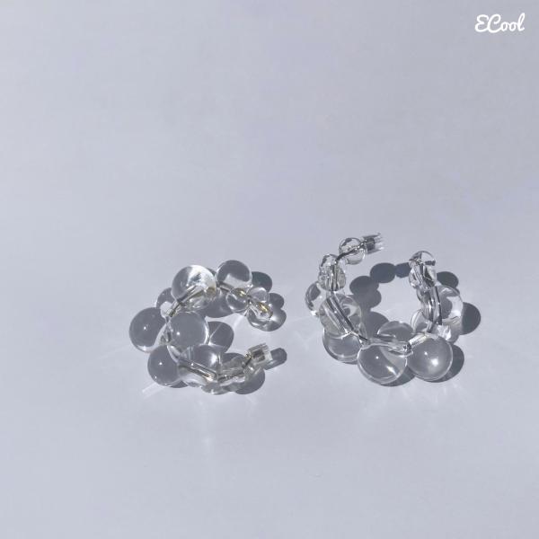 クリアバブルステンレスイヤーカフ　2023年春夏新作 ハンドメイドアクセサリー　サージカルステンレス...