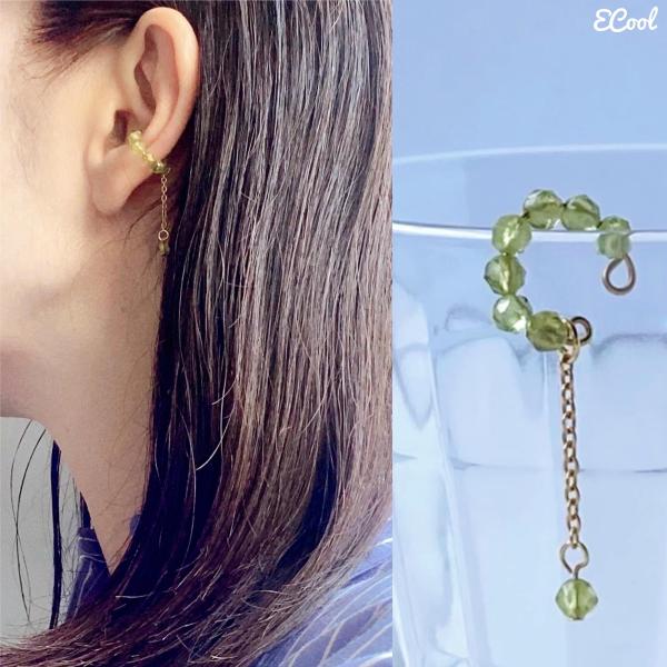 2Wayペリドットサージカルステンレスイヤーカフ　2023年春夏新作 ハンドメイドアクセサリー　8月...