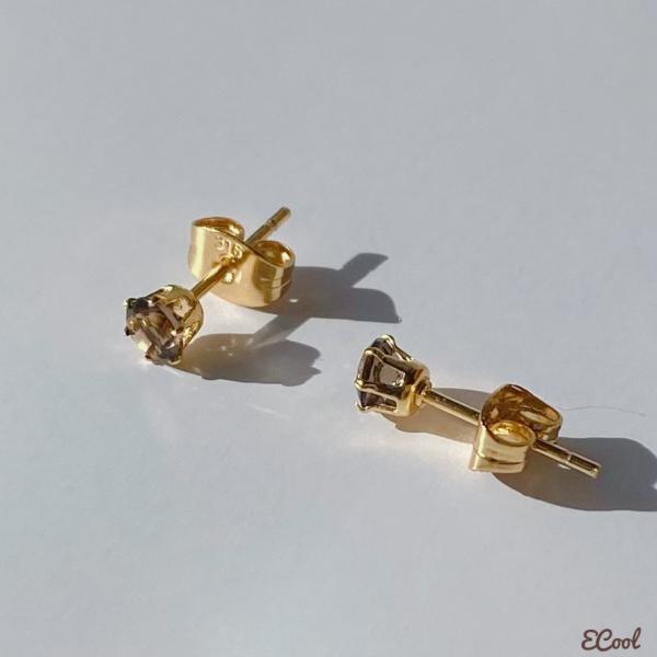 一粒スモーキークォーツサージカルステンレスピアス　2023年春夏新作 ハンドメイドアクセサリー　天然...