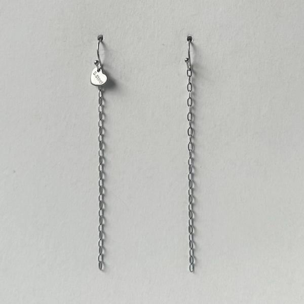 マルチウェイプチハートステンレスチェーンフックピアス　2024年秋冬新作 シルバーカラー　アレルギー...