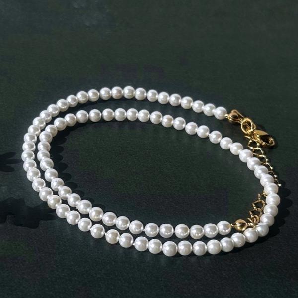 貝パールステンレスチェーン[ゴールドカラー]  2024年秋冬新作　アレルギー対応　ハンドメイドアク...