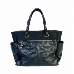 CHANEL シャネル カンボン ココマーク レザー ハンドバッグ ブラック A