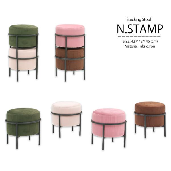 スタッキングスツール ファブリック 布地 アイアン おしゃれ かわいい カフェ風 北欧 いす 布張り...