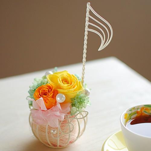 プリザーブドフラワー 花音 カノン -音符 2Rose- 音符とト音記号の可愛いアレンジ　ピアノ 発...