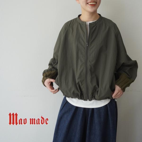 マオメイド mao made ブルゾン ジャケット ワイド シルエット バンドカラー クルーネック ...
