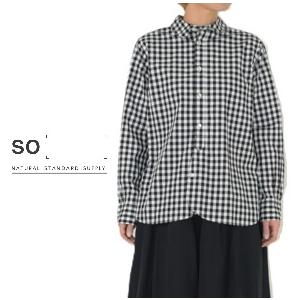 SO エスオー シャツ ブラウス 丸襟 無地 ギンガム チェック ストライプ ラウンドヘム タイプラ...