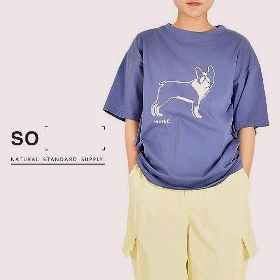 セール SO エスオー Tシャツ 半袖 5分袖 プリント ワンちゃん 犬 ボストンテリア ワイド シ...