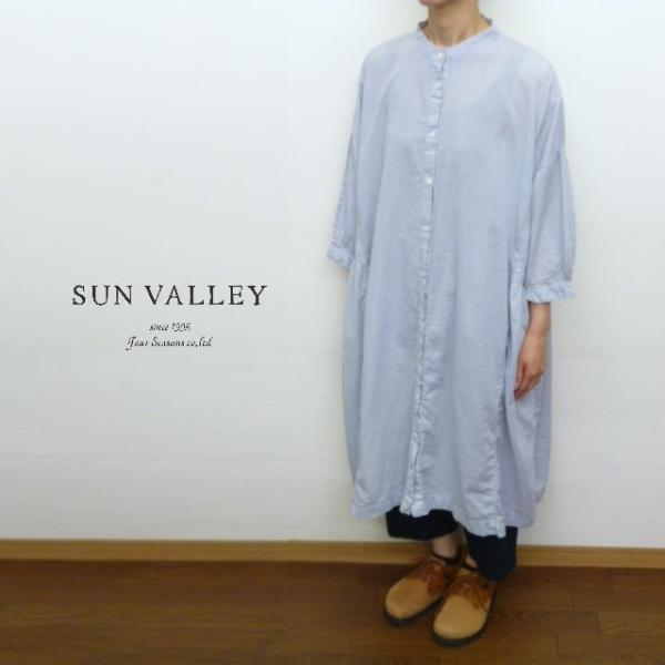 サンバレー SUNVALLEY ワンピース シャツワンピース シャツワンピ スタンドカラー 7分袖 ...