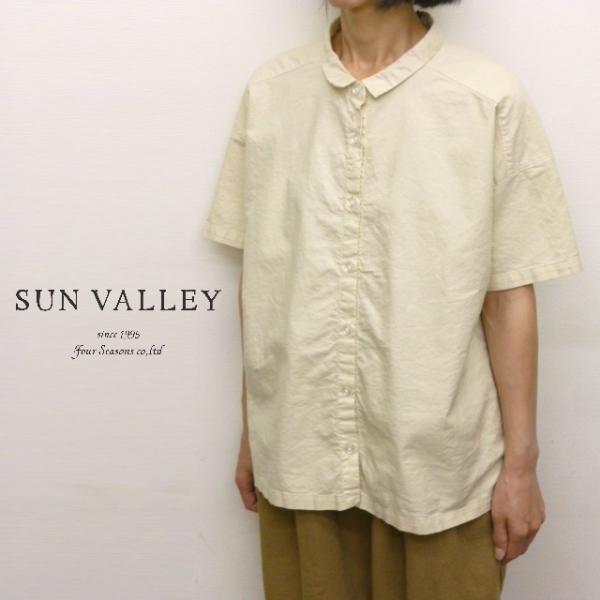 サンバレー SUNVALLEY シャツ ブラウス 半袖 チビ襟 ワイド シルエット レギュラーカラー...