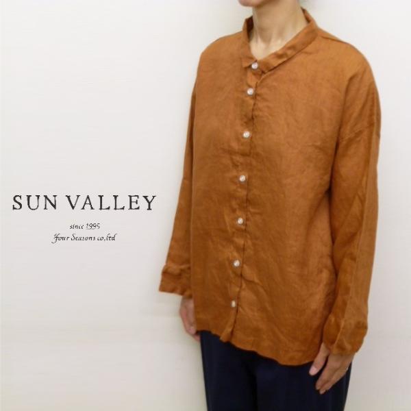 サンバレー SUNVALLEY シャツ ブラウス チビ襟 ワイドスリーブ 太袖 8分袖 9分袖 フレ...