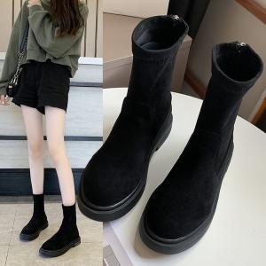 ブーツ レディース 靴 黒 裏起毛 ショートブーツ ブーティー 美脚 フラット 歩きやすい 疲れない 洒落 秋冬