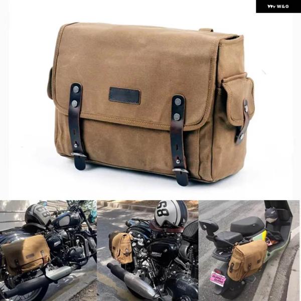 並行輸入品 ヴィンテージ バイク バックパック 防水 キャンバスレザー ブラウン レトロ リアシート...