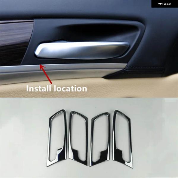 【並行輸入品】ブラック インナー ドアハンドル フレーム デコレーションカバー トリム 4個 BMW...