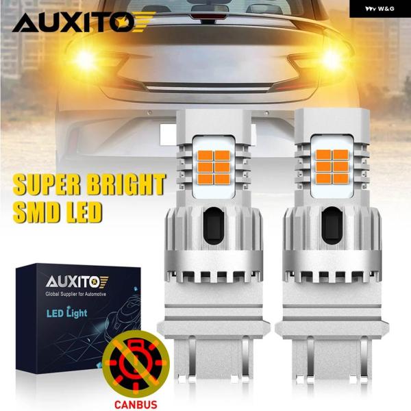 並行輸入品 2個 CANBUS 3157 LED 車用 バルブ アンバー イエロー ウィンカーライト...