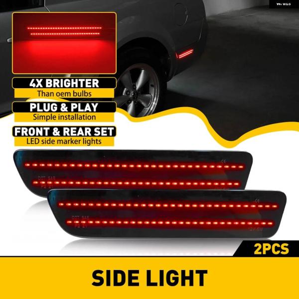 並行輸入品2個 防水 サイド マーカーライト バンパー リフレクター スモークブラックレンズ LED...