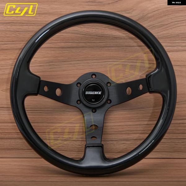 並行輸入品 320MM レーシングスポーツ ブラックABS ステアリングホイール ディープディッシュ...
