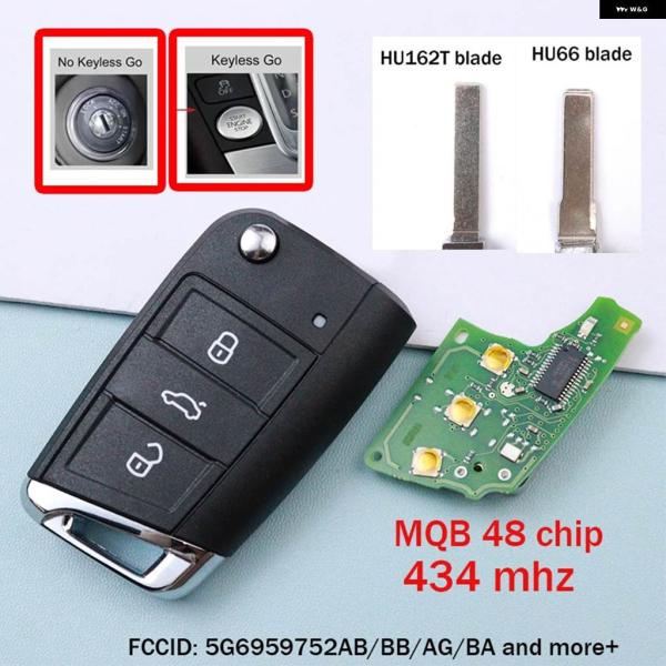 並行輸入品 5G6959752AB/BB/AG 434MHZ MQB48 チップ カーキーフォブ リ...