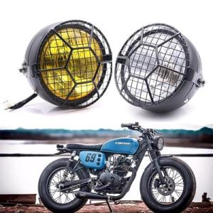 バイク 12V 35 ワットヘッドライトグリルカバー高低ビームサイドマウントヘッドランプホンダCG1...