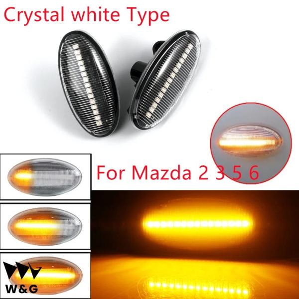 2pcs LED ダイナミックウィンカーサイドコーナーライト連続点滅装置ランプ マツダ 2 マツダ ...