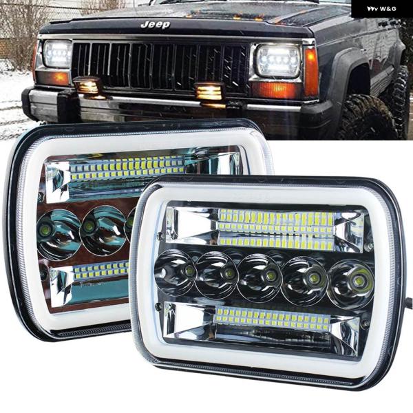 並行輸入品 7X6 5X7インチ ヘッドライト 110W DRL 1984-2001 ジープ チェロ...