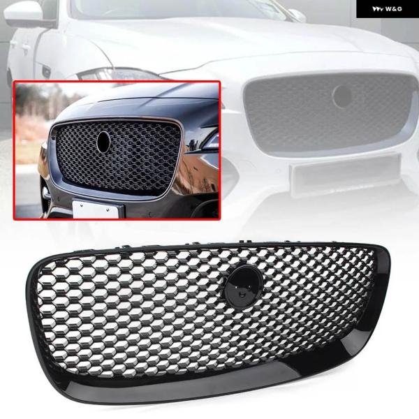 並行輸入品 グロスブラック カーフロント グリル アッパー ラジエーター メッシュ グリル アクセサ...
