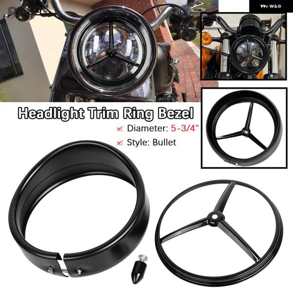 並行輸入品 5.75インチ ブラックメタル ブレット ヘッドライト トリム リング ハーレー ソフテ...