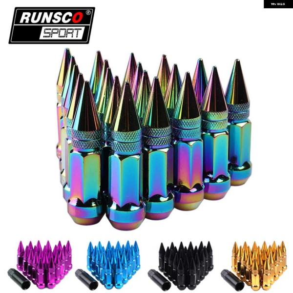 並行輸入品ホイールラグナット スパイク付き ネオクローム 延長 チューナーナット ホイール リム 2...