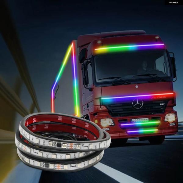 並行輸入品24V 車用 LED RGB ライトストリップ ストロボ ランニングストリーマーバー アン...