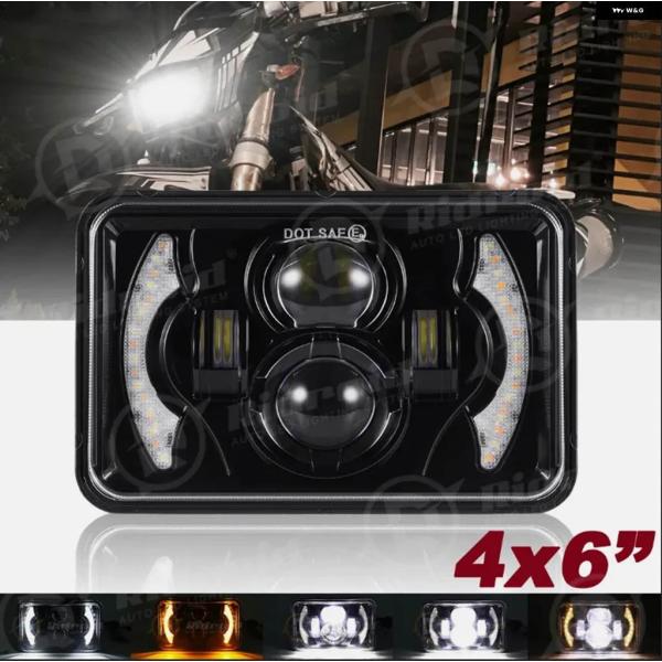 並行輸入品バイク 4X6インチ 9-30V 45W LED ヘッドライト LED ヘッドライト ハロ...