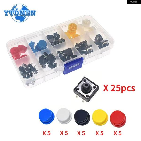 並行輸入品 25セット キーキャップ タクタイル プッシュ ボタン スイッチ モーメンタリー 1 1...