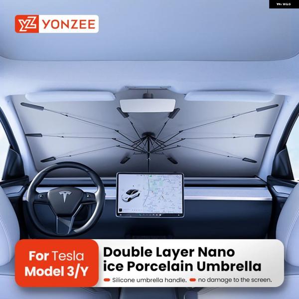 並行輸入品 テスラ YZカーサン シェード 傘全 モデル対応日よけカーサン プロテクター パラソル夏...