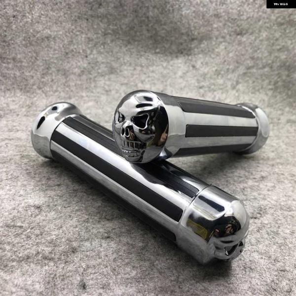 並行輸入品25MMクローム オートバイ バイク ハンドルバー スカル バーエンド オートバイ バイク...