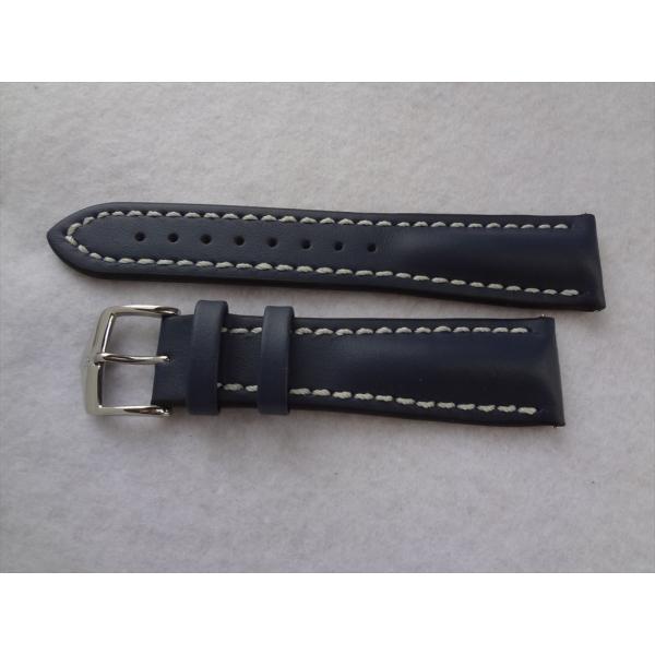 腕時計バンド  22mm HIRSCH Heavy Calf ヘビーカーフ レザーベルト  青色 ブ...
