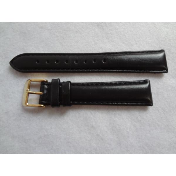 Debeer カーフスキン腕時計バンド 19mm レザーベルト 黒色 黒 ブラック スムース仕上げ ...