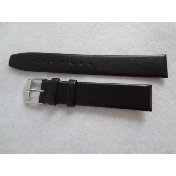 Debeerスムースレザーベルト 17mm 黒色 フラット イタリアン カーフスキン腕時計バンド ブ...