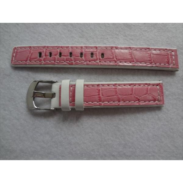 Diloy レザーバンド 16mm ファッション腕時計交換ベルト ピンク/白