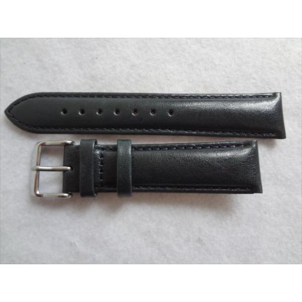 Debeer カーフスキン腕時計バンド 20mm レザーベルト ネイビー(青) スムース仕上げ Sm...