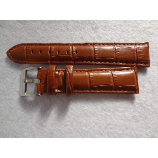 18mm アリゲータ型押し レザーバンド 腕時計交換ベルト 茶 茶色 ブラウン Diloy 368....