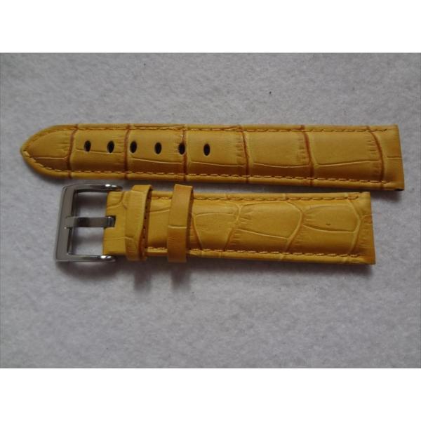 腕時計ベルト 20mm レザー時計バンド アリゲータ型押し 黄色 黄 イエロー  Diloy 368...