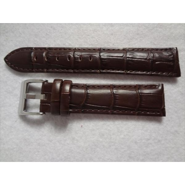 Diloy アリゲータ型押しレザーバンド 20mm 腕時計交換ベルト 茶 茶色 ブラウン 368.2...