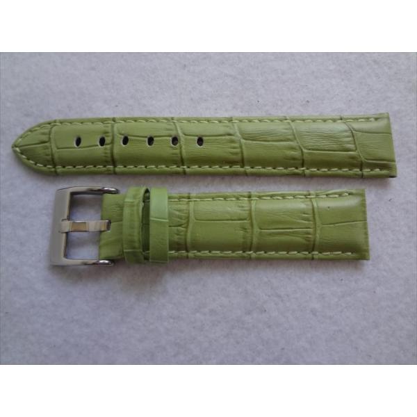 Diloy アリゲータ型押しレザーバンド 22mm 緑色 緑 グリーン  腕時計ベルト 368.22...