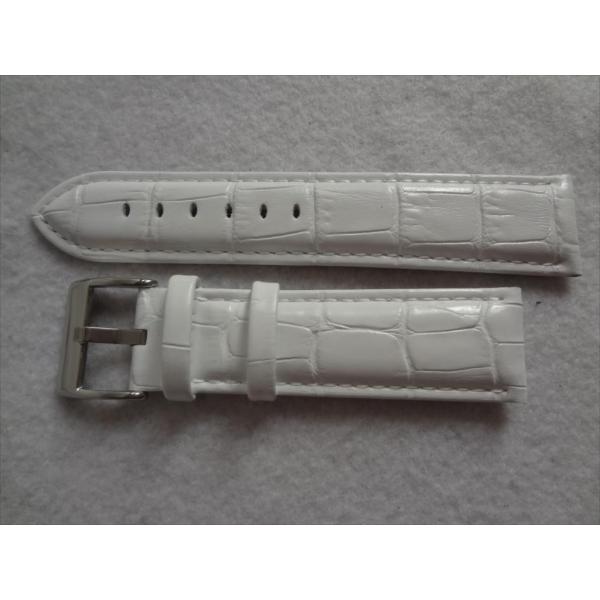 腕時計レザーバンド 22mm アリゲータ型押し 交換ベルト 白 白色 ホワイト Diloy