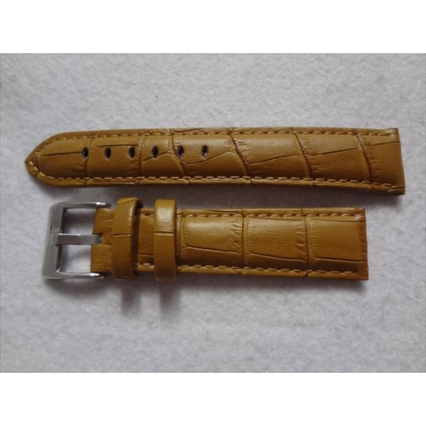 Diloy アリゲータ型押しレザーバンド 22mm 茶色 茶 ゴールドブラウン 腕時計ベルト 368...