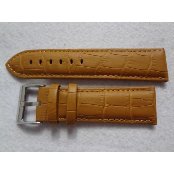 Diloy アリゲータ型押しレザーバンド 24mm 茶色 茶 ゴールドブラウン 腕時計ベルト 368...