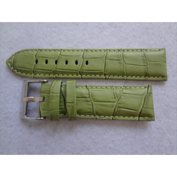 Diloy アリゲータ型押しレザーバンド 26mm 緑色 緑 グリーン  腕時計ベルト 368EA....