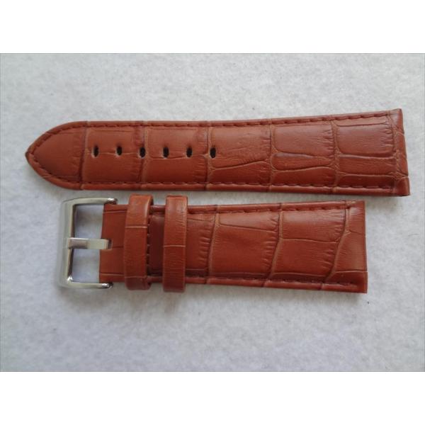 Diloy アリゲータ型押しレザーバンド 26mm 茶色 茶 ブラウン 腕時計ベルト 368EA.2...
